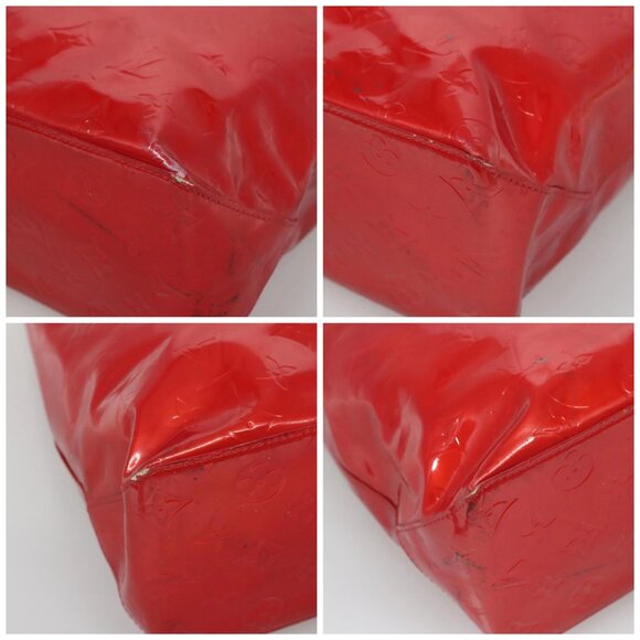 LOUIS VUITTON Monogram Vernis Reade MM Hand Bag Red Rouge - Picture 14 of 14